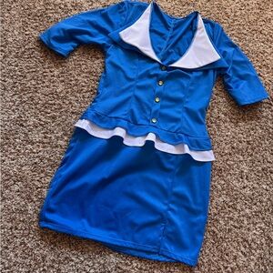 Blue Dress with White Accents